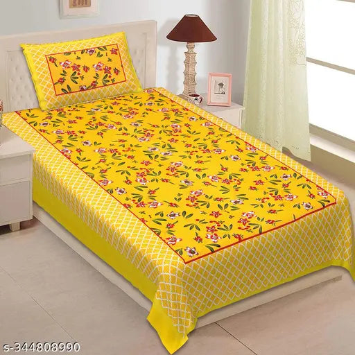 Superfine botanical cotton single bedsheets & pillow covers combo pack (2), ideal for summer. Jaipuri trendy design