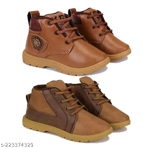 Brown canvas school shoes for kids, pair of two