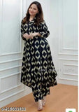 Rayon Angrakha kurta with arrow prints, solid fabric, pairs with rayon pants for versatile traditional-modern look - Indian handcrafted