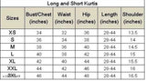 Black rayon women's short kurti set with bust, waist, hip, thigh, length, shoulder, sleeve, pocket details