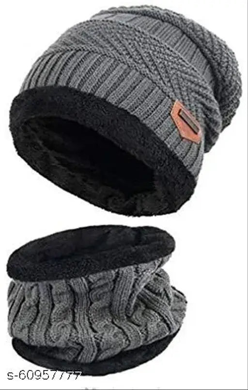 Colorful wool beanie hats, soft textured knit for men, Made in India