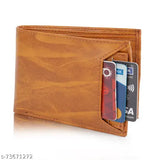 Tan PU leather travel wallet for men - trendy, formal, 8 card slots, ID safe pocket