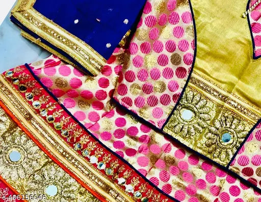 Wine-colored tissue dupatta and chanderi cotton Chaniya Choli for girls, featuring floral stitch, lightweight and ideal for events like Navratri or Diwali