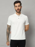 Men's cotton blend polo t-shirt, short sleeves, solid color - Indian-made mens summerwear