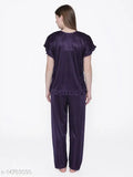 Elegant Women's Satin Nightsuit - high-quality satin, button-down top & coordinated pants for comfortable sleepwear or lounging