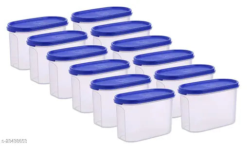 Blue airtight containers set of 12, 1500ml storage jars