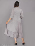 Grey rayon printed anarkali kurtaKurti for women, sleeveless style