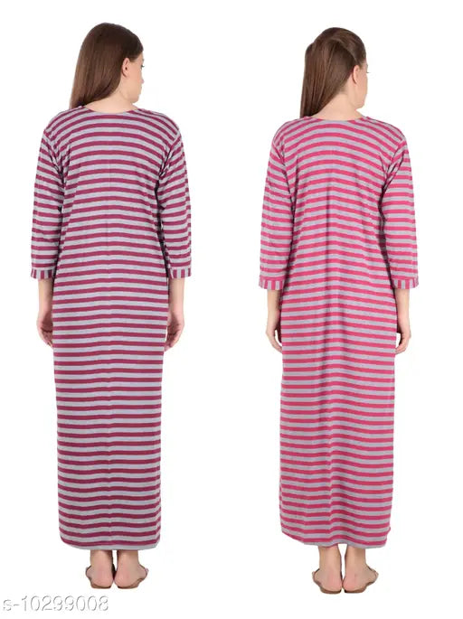 Trendy women's wool nightdress in cotton top and patiala pants, printed net design, long sleeves, quality Primuam, Indian origin