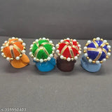 Multi-colored polyresin baby monk Buddha idols (4 pcs), Indian handcrafted decor for home, office & car
