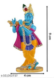 Blue ceramic Krishna bansuri statue for home decor, office table, or puja room. Elegant representation of divine flutist symbolizing devotion and spiritual growth