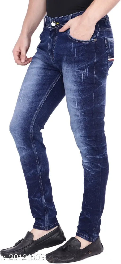 Dark blue denim slim fit jeans by Bestloo for men, size 30/waist 30in, length 39in