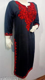 Black over red embroidered wool kameez for women