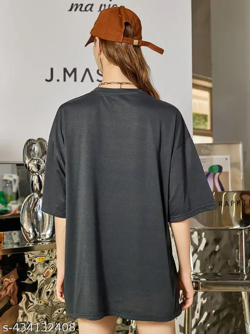 Black cotton unisex oversized T-shirt, pack of 2