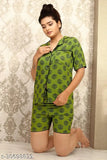 Women's cotton printed nightwear suit (S, M, L), soft feel and easy-sleep design, elasticized waistband & side pockets, made in India