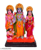 Multicolor Polyresin Ram Darbar Statue: Lord Ram, Sita, Laxman & Hanuman for Spiritual Puja Vastu, 21 cm tall