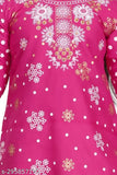 Stylish rayon checked kids kurta palazzo set with dupatta, three-quarter sleeves, suitable for 3-12 years old