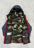 Kids winter camo bomber jacket with hood
