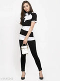 Cotton colorblocked short-sleeve women's t-shirt by Door74, XL size, made in India