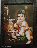 Synthetic resin, 9x12 inches, Indian Balaji Net, Baby Nanda Gopala Krishna stealing butter photo frame