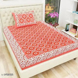 Navratri White decorated cotton single bedsheet, 144 thread count Indian bedding