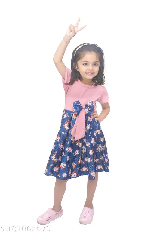 Satin net toddler dress with cartoon graphics, 1-2 years size