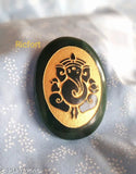 Green jade Ganesh coin, natural stone, handcrafted Indian idol, 2.5x0.7x4cm, 20gm