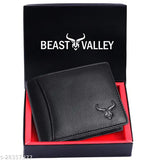 Beast valley RFID secured genuine leather men's wallet, sleek design with 8 card slots & spacious cash compartment, free size (11cm x 8cm)