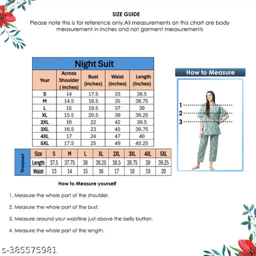 Aqua blue floral round cotton nightsuits pack of 2, geometric print kaftan style, comfortable and stylish women's sleepwear by Yash Gallery