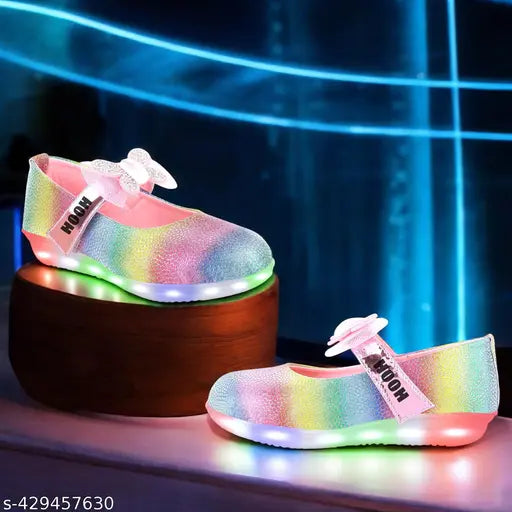 Rainbow Faux Leather Sandals for Kids Upto 7 years, LED lighting, waterproof, breathable
