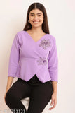 Lycra three-quarter sleeve women's top - solid, trendy from India