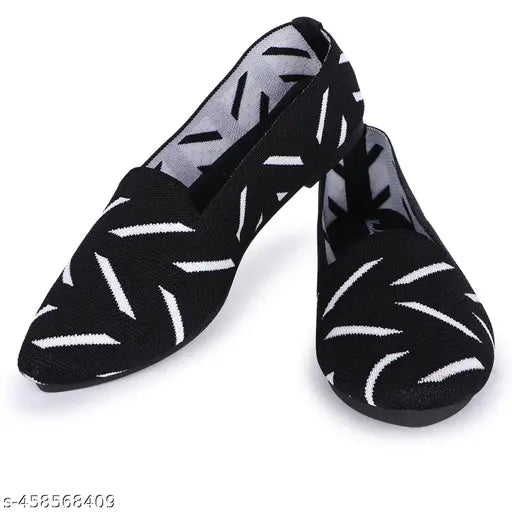 Black, white, and blue patterned women's phonolite bellies party wear comfortable casual sandals