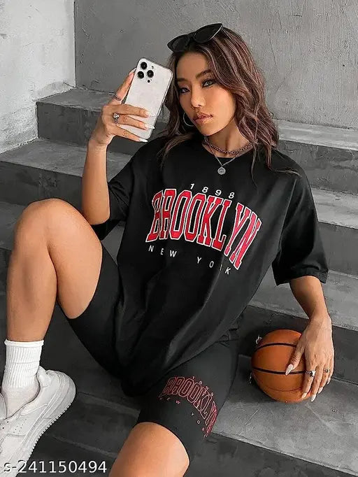 Calm Down Round Neck Printed Oversized Tshirt for Women with vibrant design