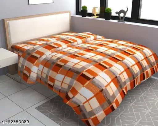 Orange fleece net JAR Razai double cover soft (90x90inch), ideal for additional warmth and coziness
