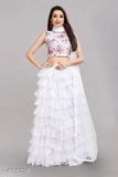 Silk and net embellished lehenga with solid lace dupatta, semi-stitched free size (38in waist, 41in length), origin India