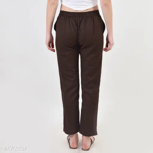 Brown linen women's trousers