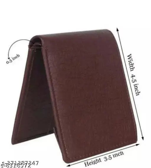 Fashionable faux leather men's wallet with 5 compartments, textured net design, free size (10cm x 10cm), Indian origin