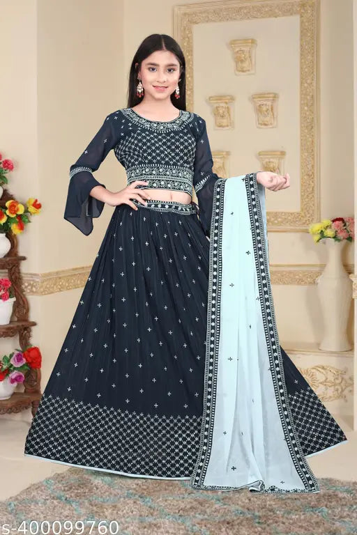Morpitch Georgette embroidered engagement dress Lehenga Choli for girls, India origin