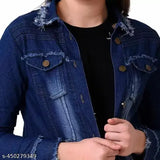 Denim, long sleeves, stylish women's jacket. Solid, New, India-made