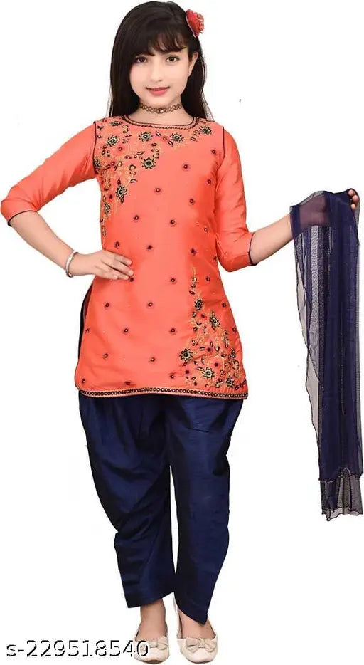 Pink and blue traditional ethnic girls outfit