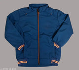 Blue and orange winter sports jacket with zip closure