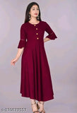 Maroon cotton flared kameez with button closure