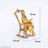 Metal Ganesha idol for home, office decor & car dashboard - Indian religious showpiece, gift article (6.5cmL x 14cmH x 6.5cmW)