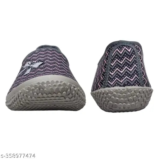Striped synthetic ballerinas in ind-6 and ind-8 sizes, Ovee Bellies casual wear for women