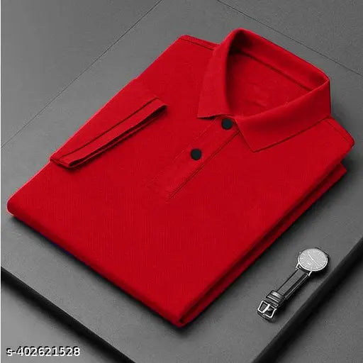 Polo cotton blend t-shirt, solid color short sleeves, large size XL for men, made in India
