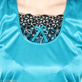 Women's satin printed nightsuits set and pyjama set in solid pattern, Indian-made satin sleepwear for women and girls