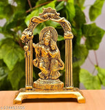 Radha Krishna metal idol set, 12cm x 14.5cm x 6.5cm for home, temple, office, and gifting; Indian-made Krishna figurine for luck, love, happiness, and prosperity