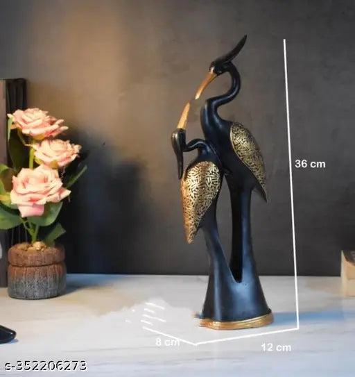 Resin duck-swan kissing showpiece, big size for home decor, handcrafted, 38cm high