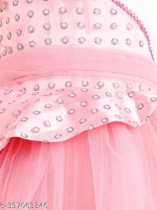 Dusty Rose embellished net party dress for girls aged 1-5, India origin
