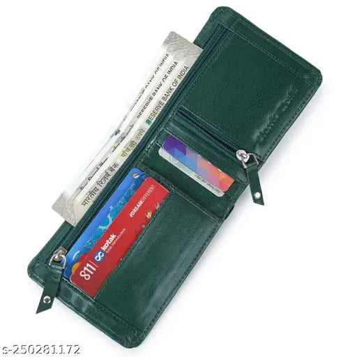 Solid Faux Leather Wallet, Two Zip Pockets for Men & Women - Classic World Branded, Holds 5 Cards, India-made Gift