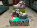 Synthetic casual shoes with LED light for kids, colorblocked design featuring Velcro closure, comfortable and trendy party wear, size options available